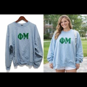 Phi Mu Sorority Sweatshirt Blue Crewneck Greek Life XL